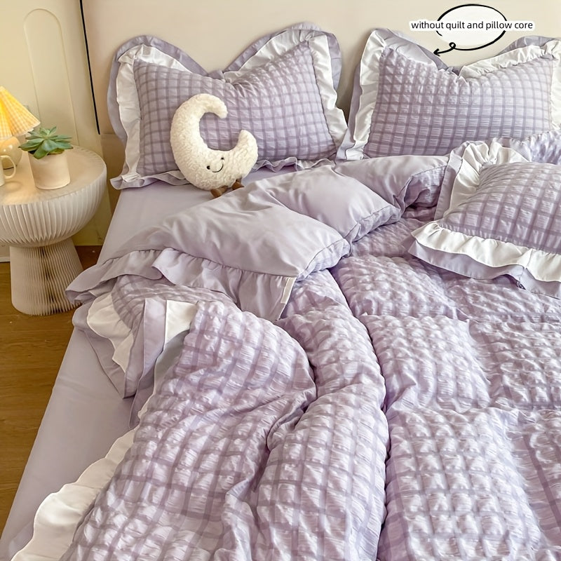 Double-Layer Lace Duvet Cover and Pillowcase Set