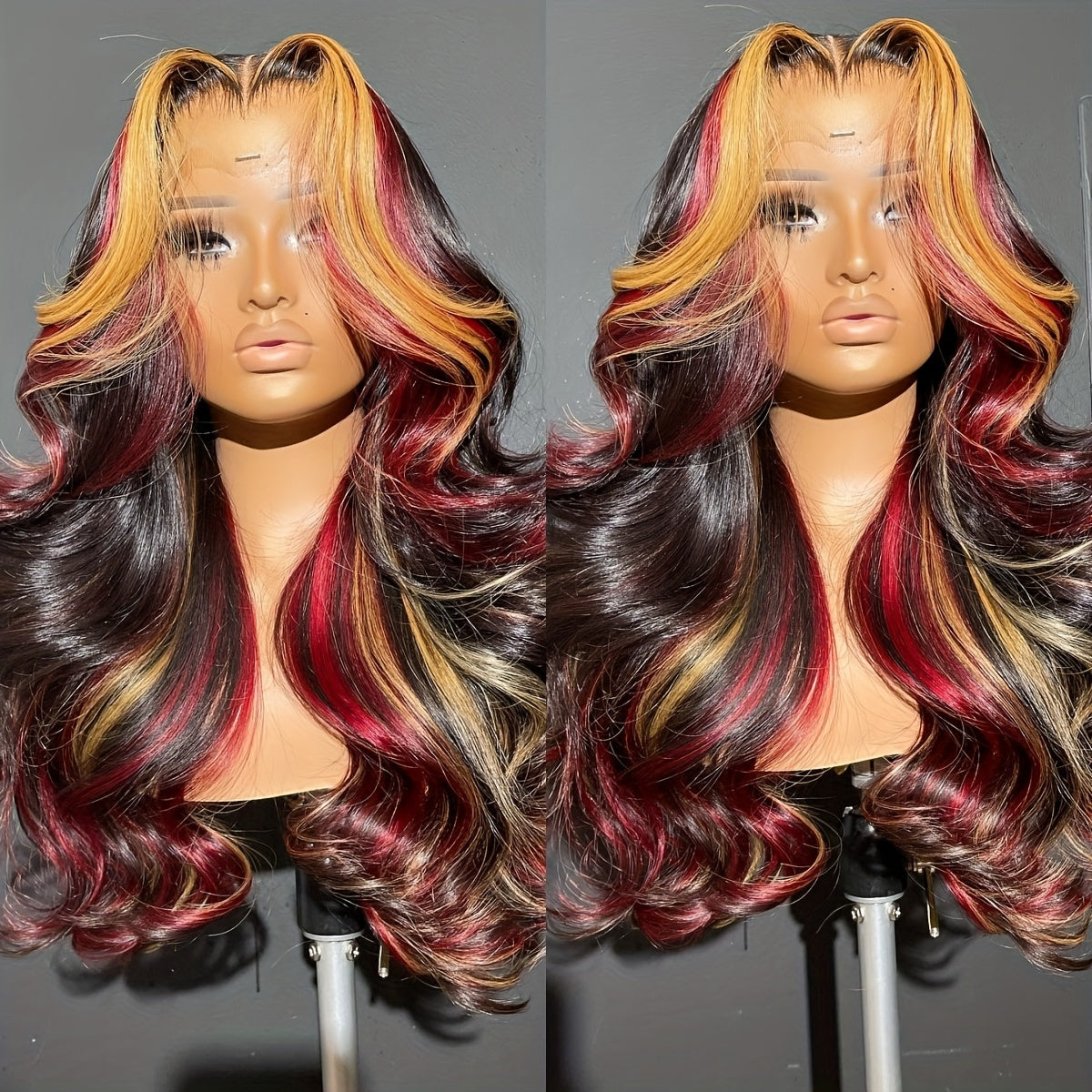 13x4 HD Lace Front Wig with Blonde & Red Highlight