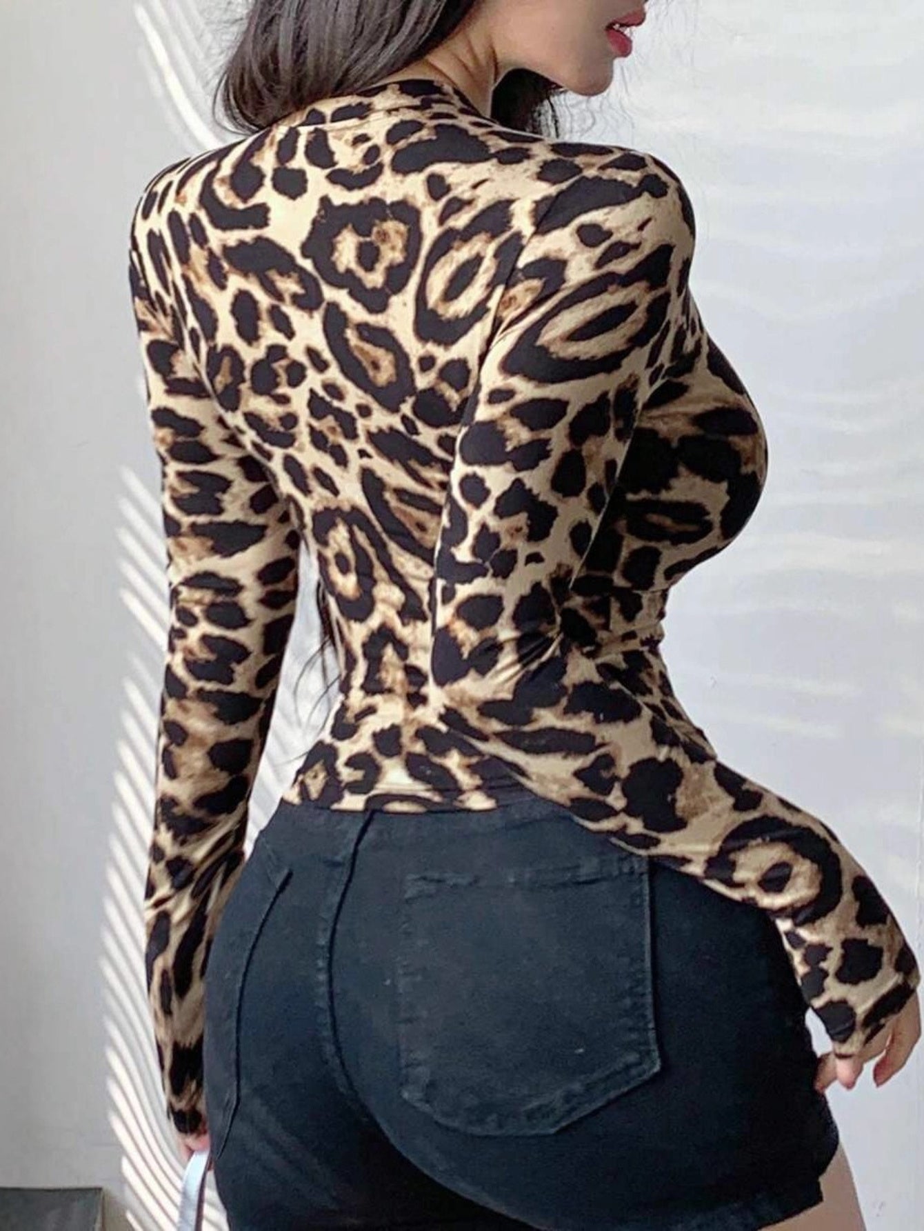 Leopard Print Coat with Zippered Waist