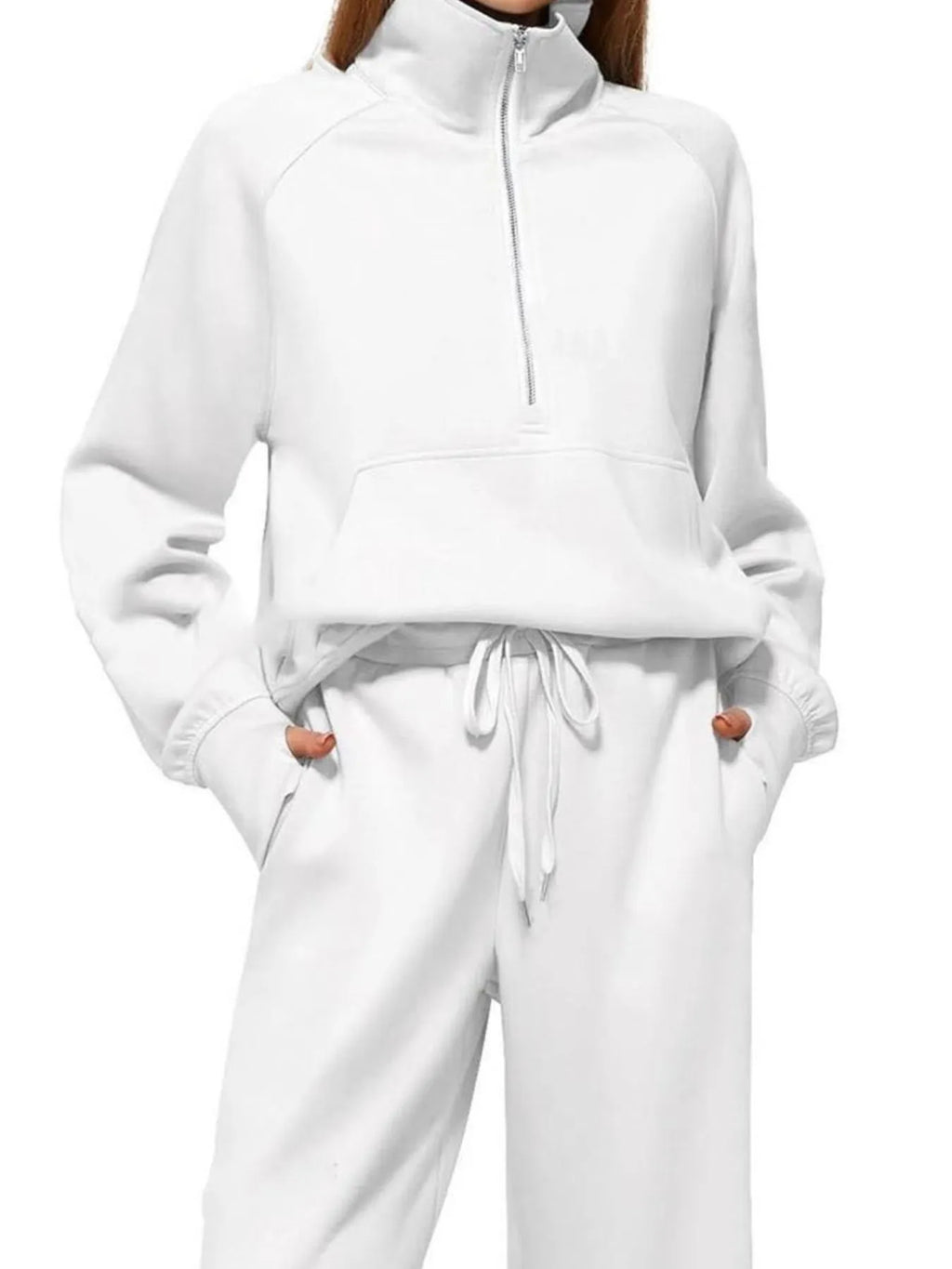 Half Zip Long Sleeve Top and Pants Set