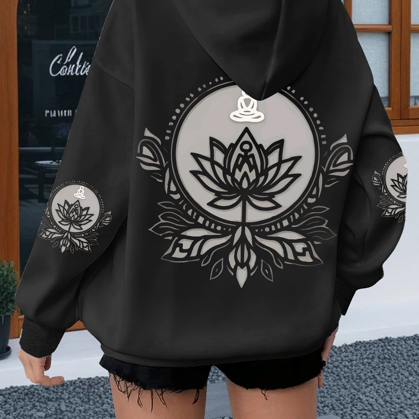 Hoodie with for Lotus Flower Graphic