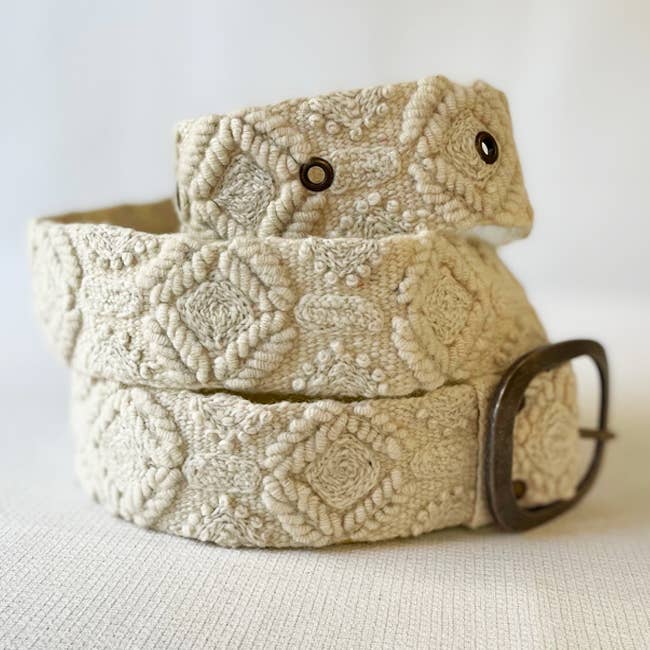 Wandering Clouds Embroidered Wool Belt