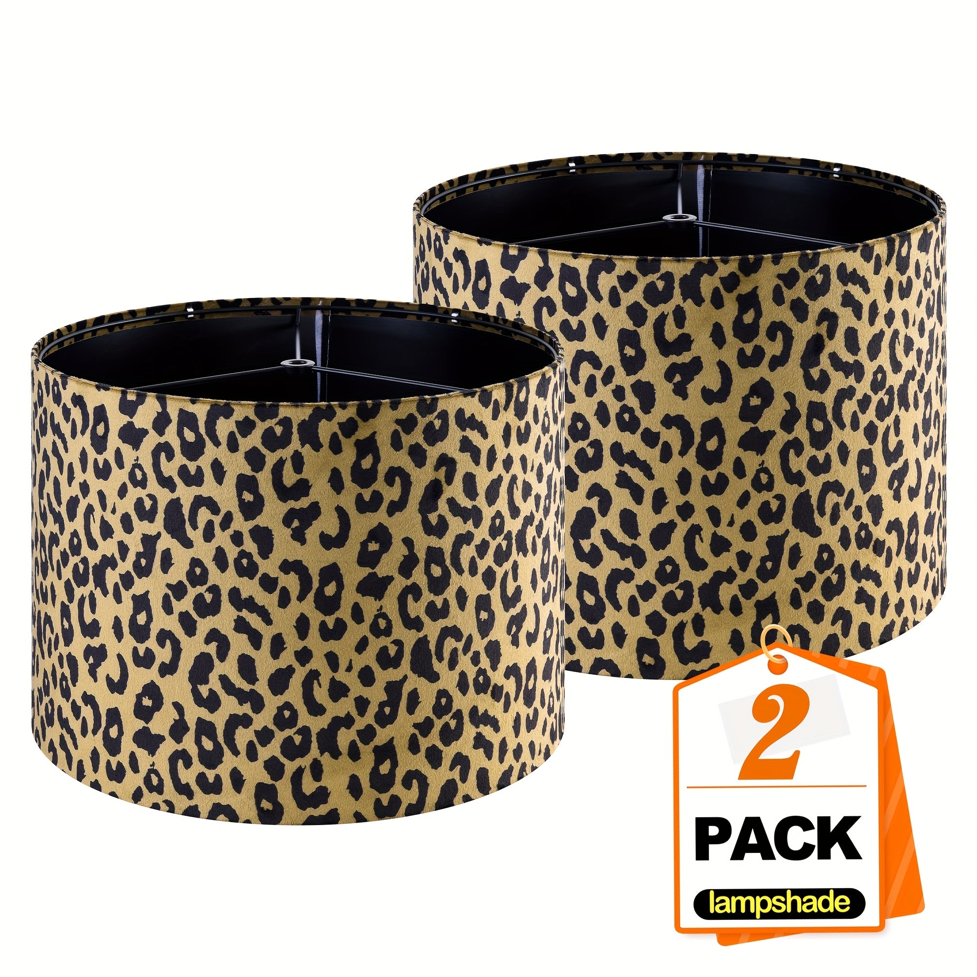 Drum Shaped Leopard Print Lampshade Set