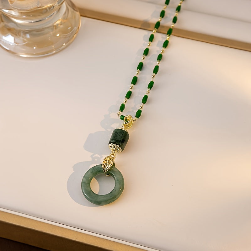Elegant Artificial Jade Pendant Necklace