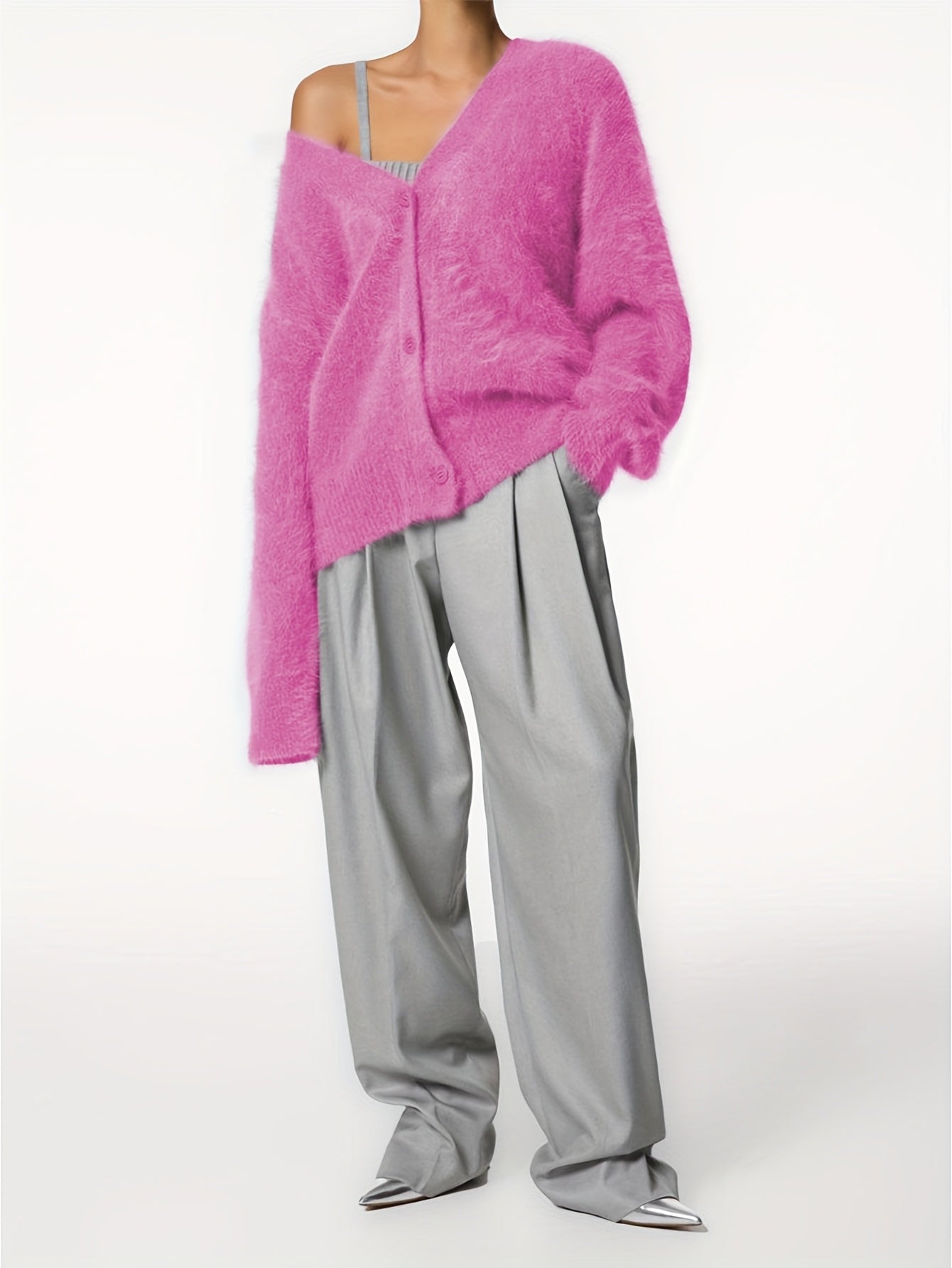 Women'S Light Gray V-Neck Cardigan - Soft Open Front Sweater with Long Sleeves, Elegant & Versatile for Casual, Date Night, Party or Business Wear, Versatile Cardigan | Vneck Sweater | Construction, Sweater Cardigan