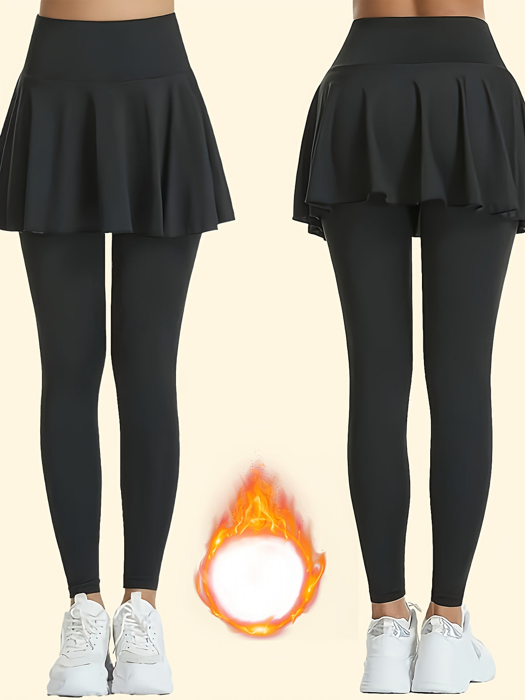 Full-Length Workout Leggings with Skirt