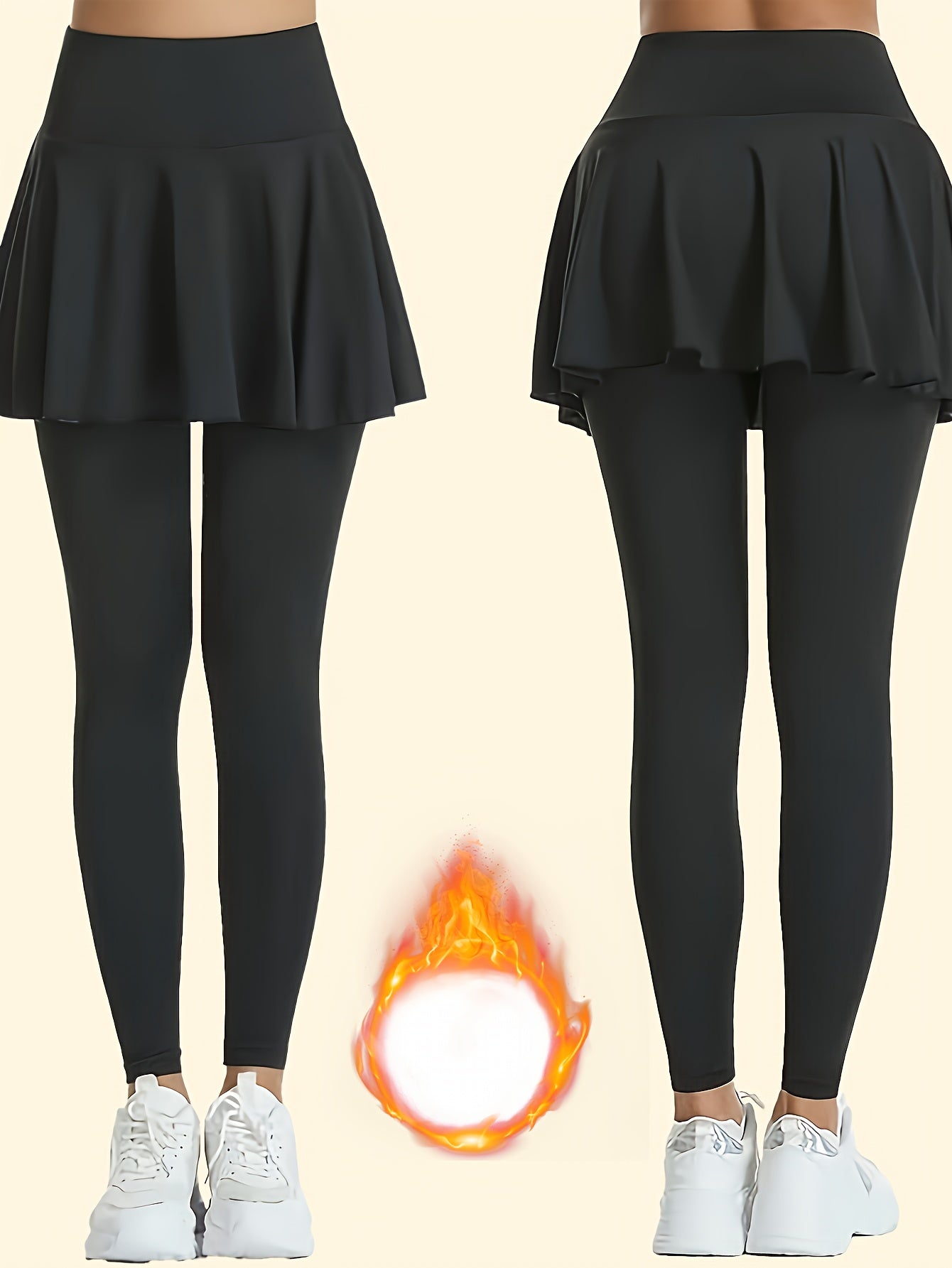 Full-Length Workout Leggings with Skirt