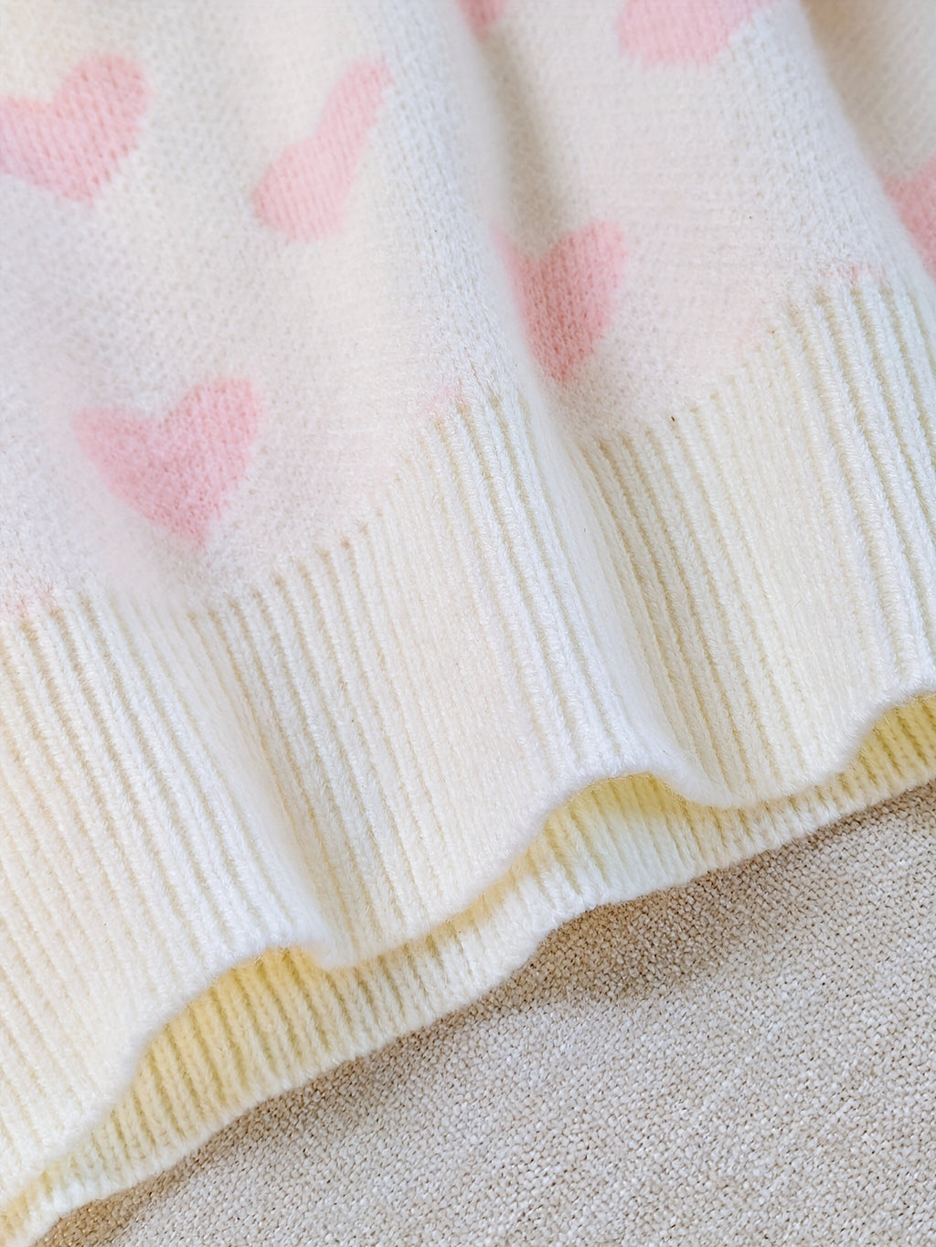 Women'S Pink Heart Sweater - Soft & Cozy Long Sleeve Pullover with Round Neck, Elegant Casual to Formal Wear, All-Season Comfort, Casual Wear Sweater | Round Neck Sweater | Soft Texture