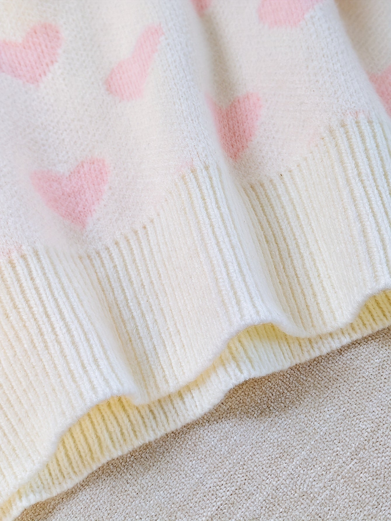 Women'S Pink Heart Sweater - Soft & Cozy Long Sleeve Pullover with Round Neck, Elegant Casual to Formal Wear, All-Season Comfort, Casual Wear Sweater | Round Neck Sweater | Soft Texture