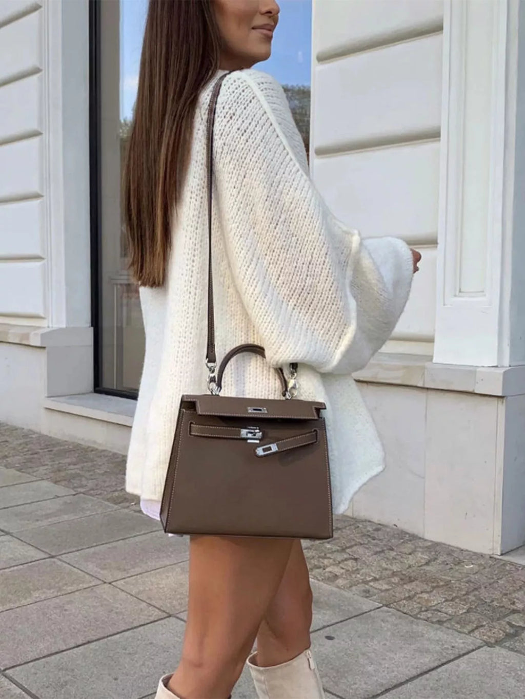 Oversized Knit Button-Down Batwing Sleeve Cardigan