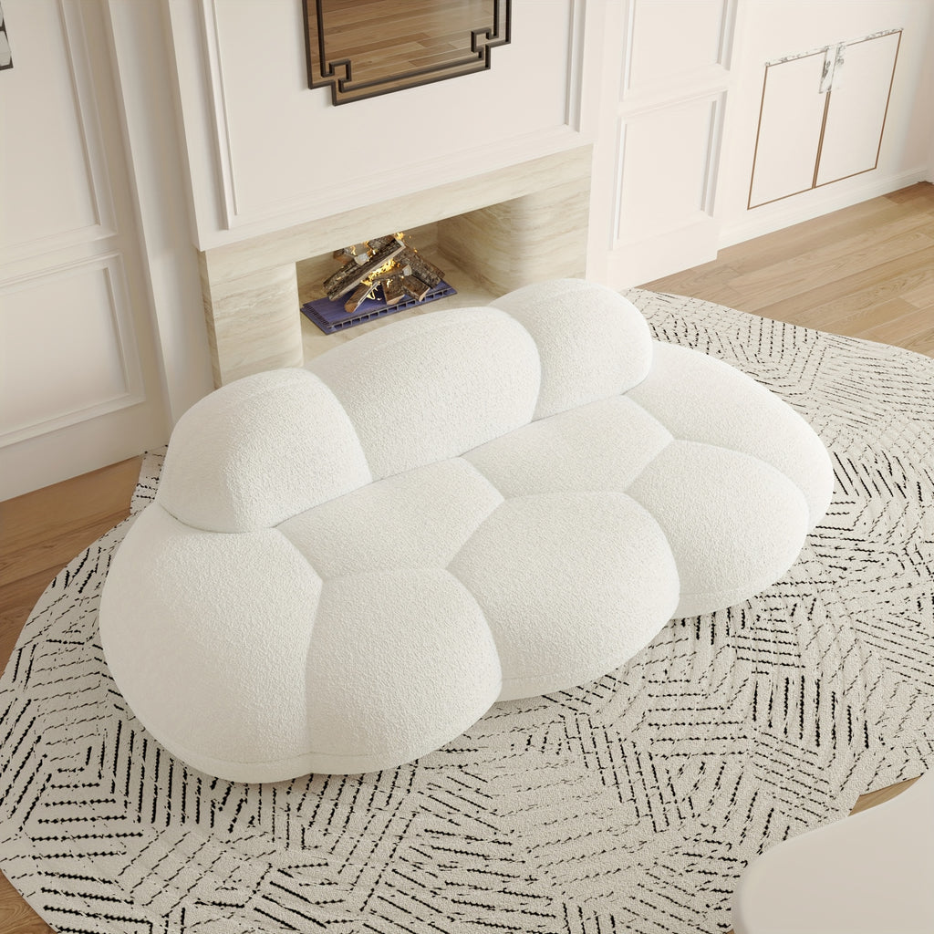 Modern Cloud-Shaped Sofa Bed-Like Couch - Black Sherpa Upholstery & Sponge-Filled, No Assembly Required, Space-Saving L-Shaped/ U-Shaped Sectional for Small Spaces, Apartments, Room - -Slip - Design (Engineered Wood