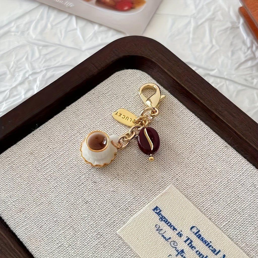 Coffee Cup Keychain with Zipper Closure