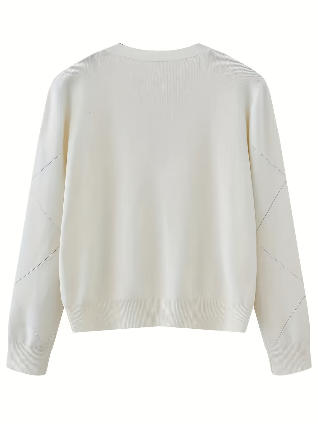 Diamond-Patterned Knitted Long-Sleeve Shirt