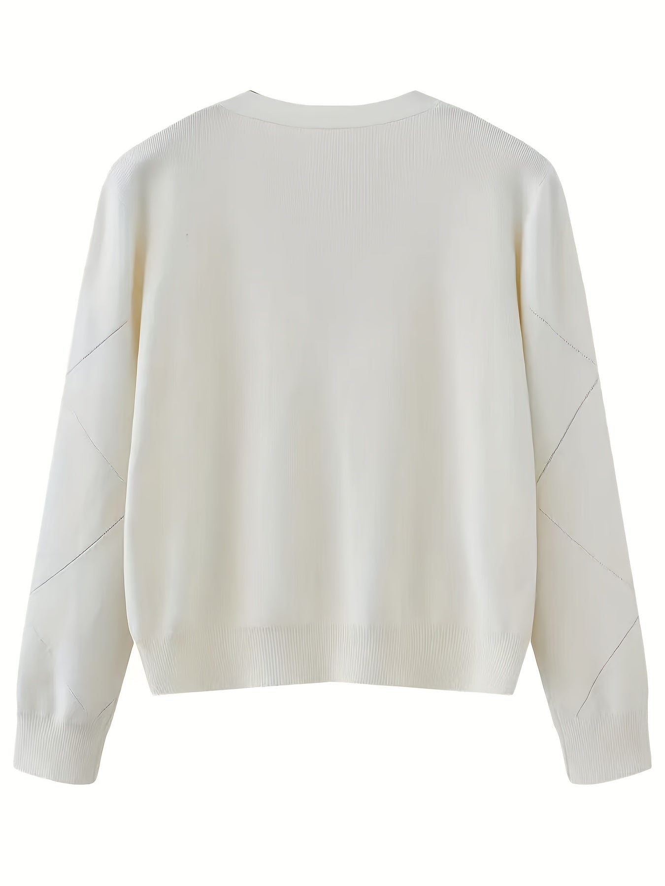 Diamond-Patterned Knitted Long-Sleeve Shirt