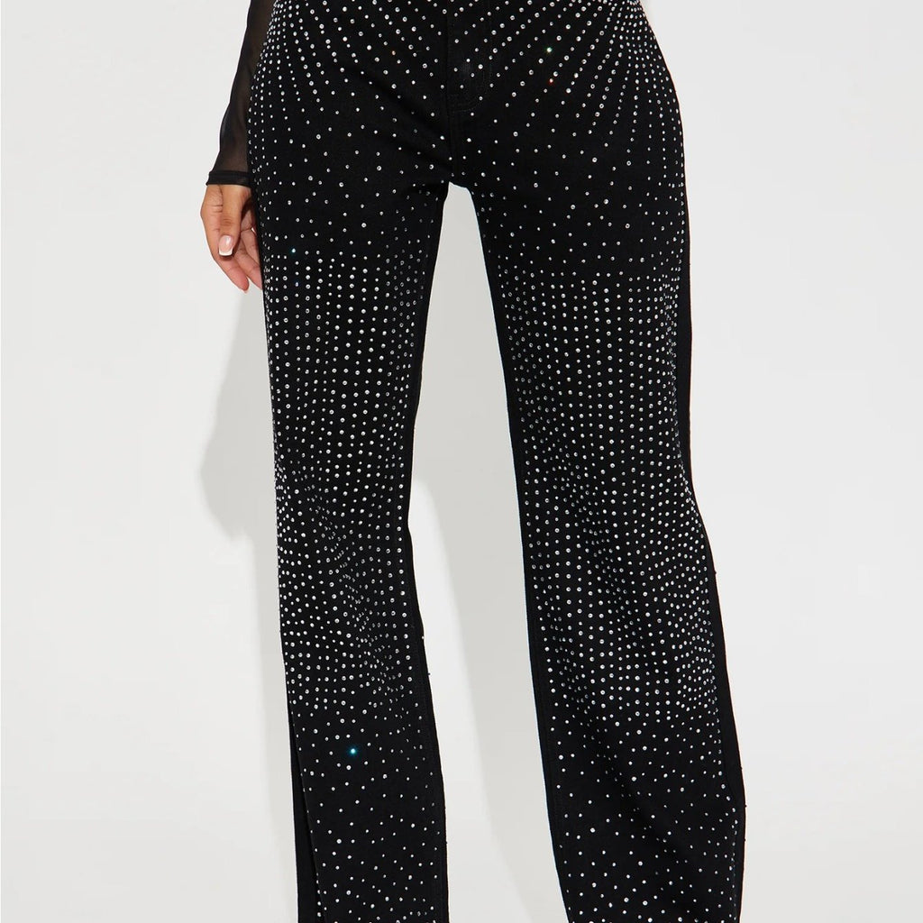Rhinestone Denim Pants