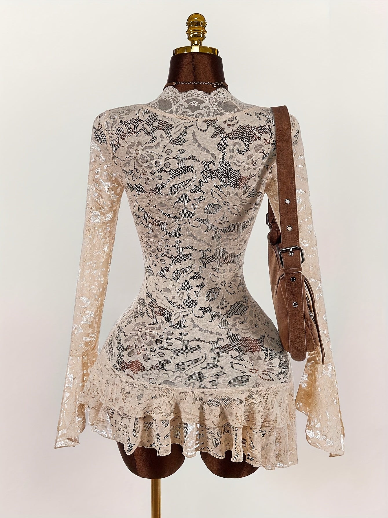 Vintage-Inspired Lace Floral Mesh Dress