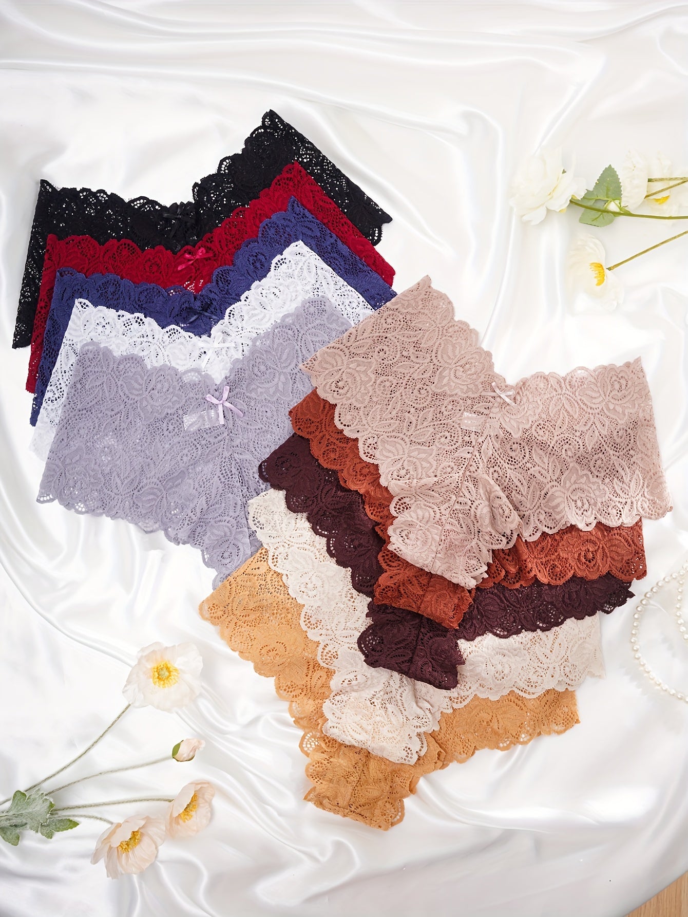 {10 Pack} Full-Coverage Lace Underwear