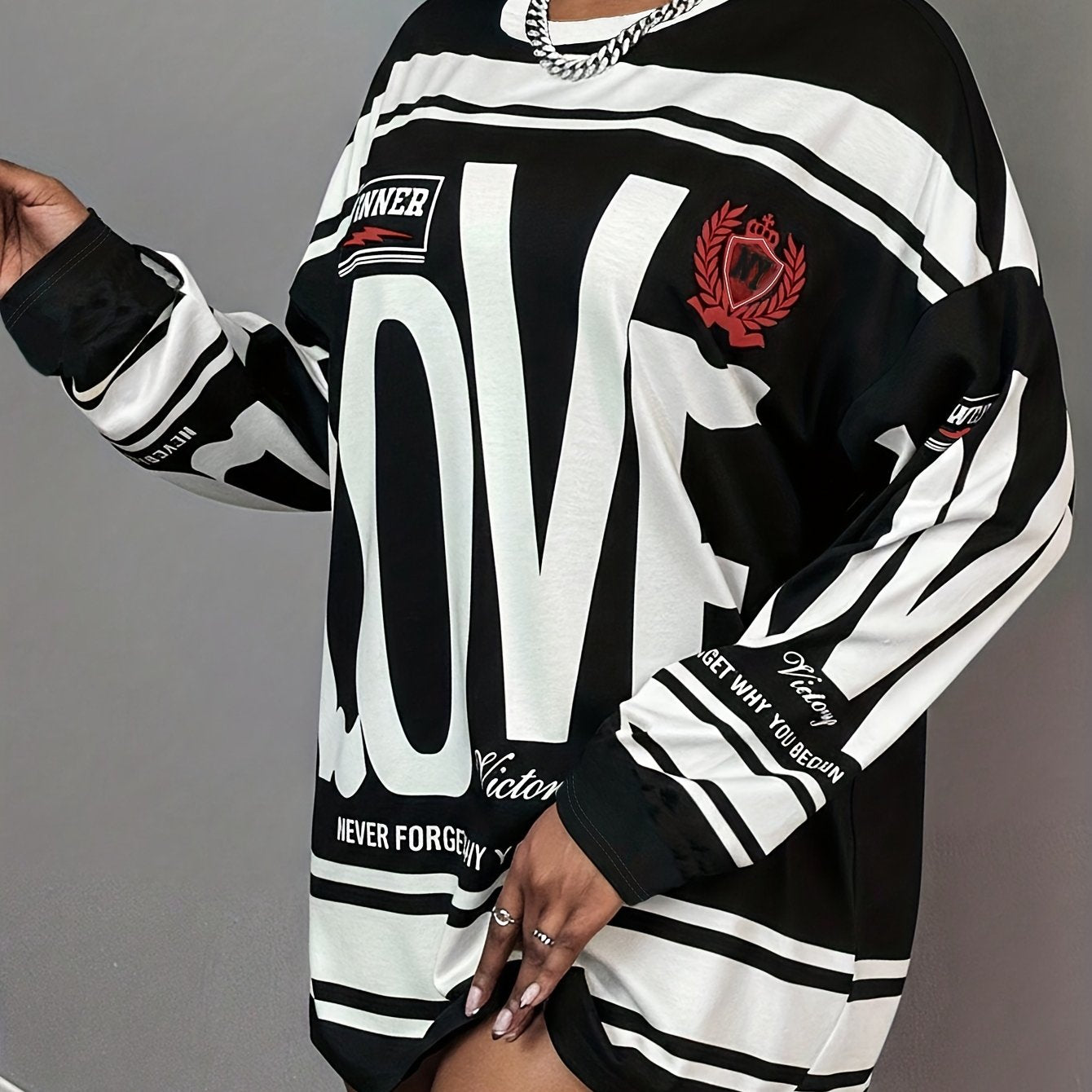 Oversized "LOVE" Letter Print Long Sleeve T-Shirt