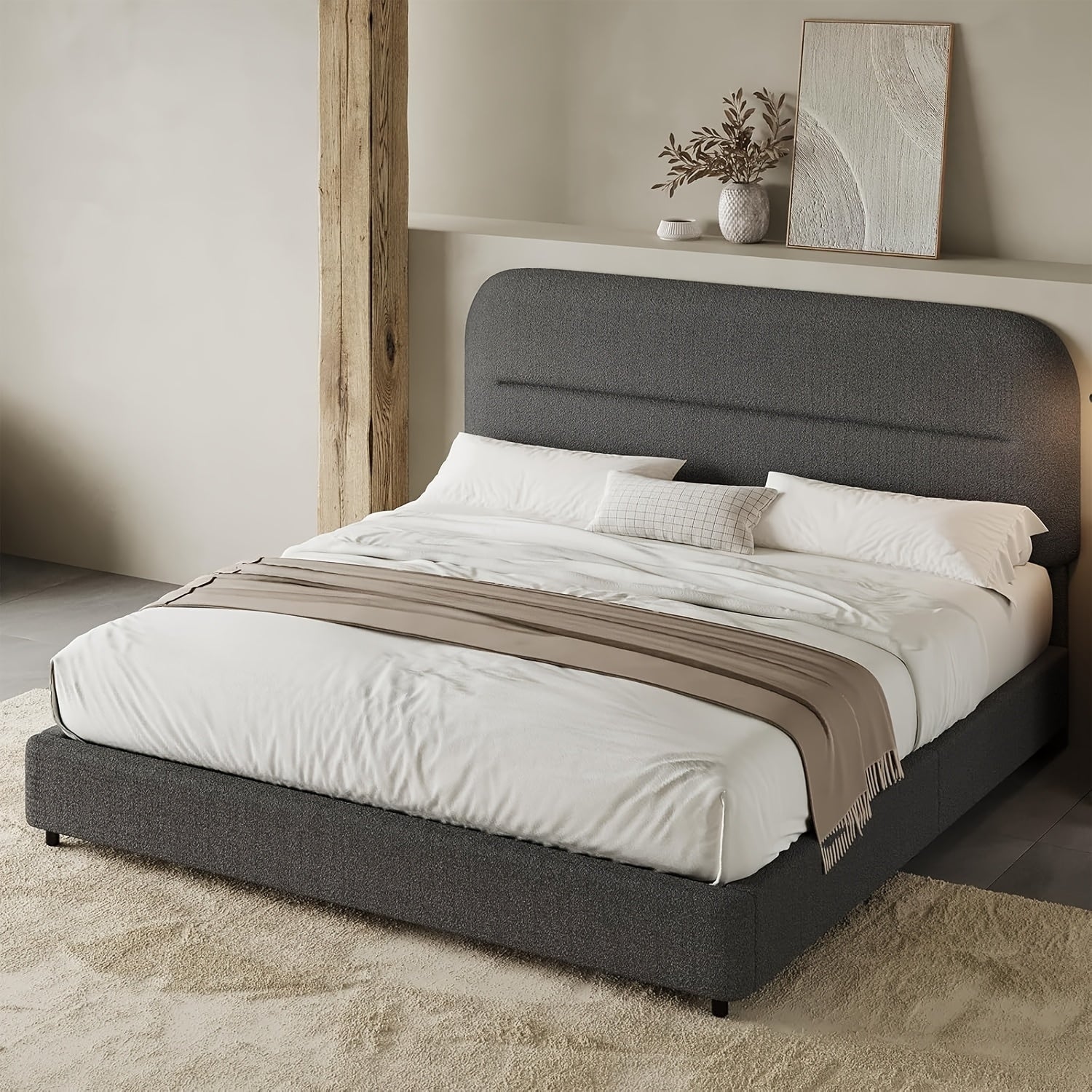Upholstered Bed Frame with Headboard