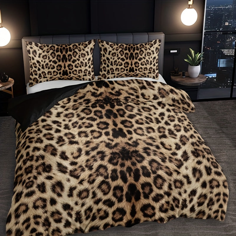 {3pcs} Leopard Print Duvet Cover Set