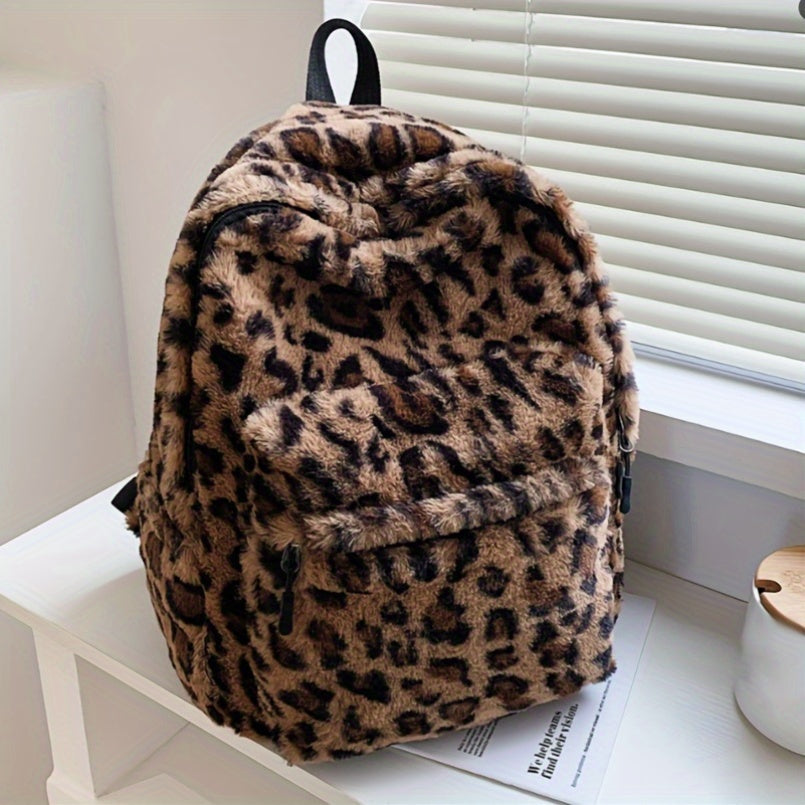 Leopard Fleece Backpack