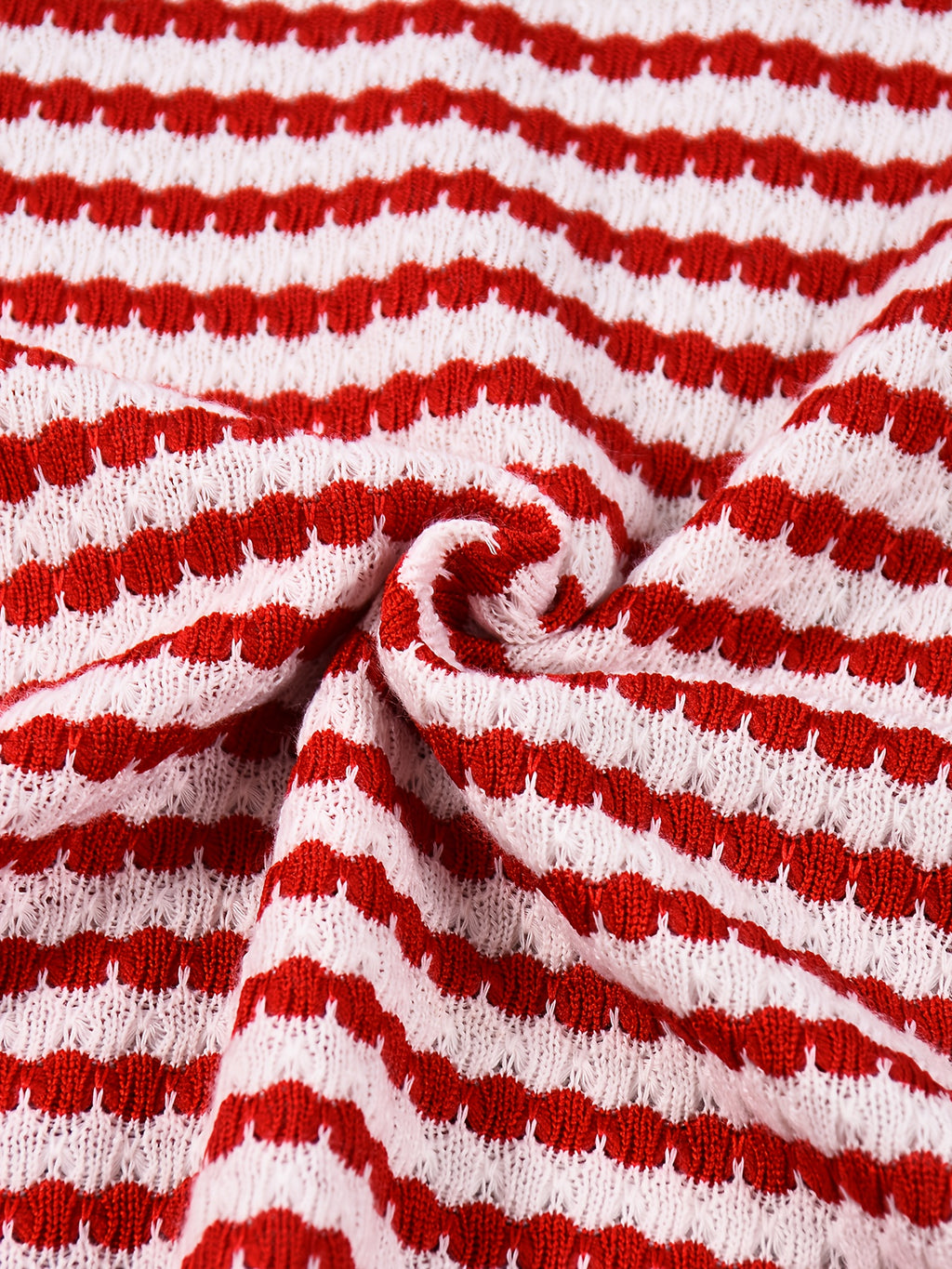 Elegant Slim-Fit Red & White Bell Sleeve A-Line Dress