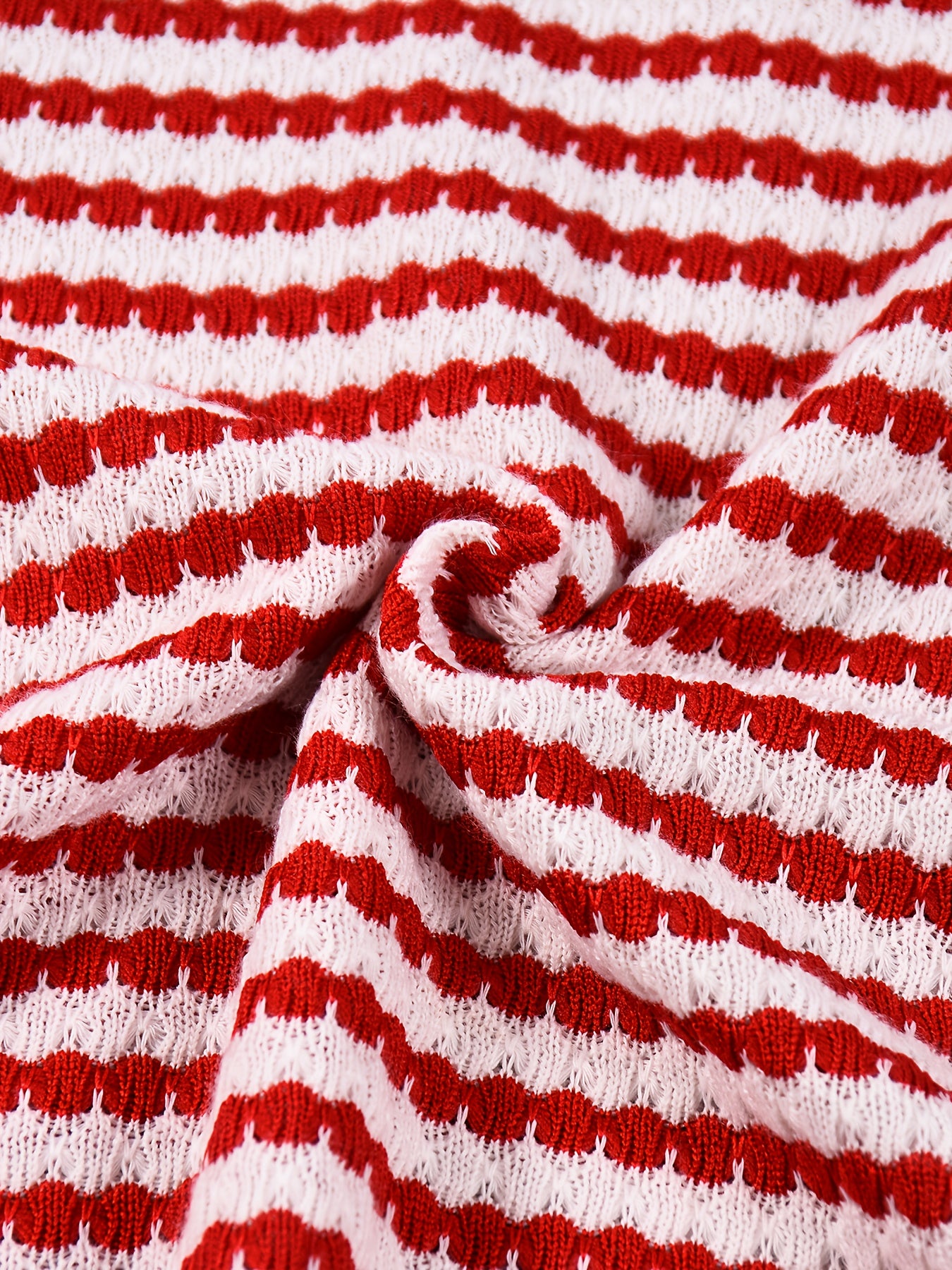 Elegant Slim-Fit Red & White Bell Sleeve A-Line Dress