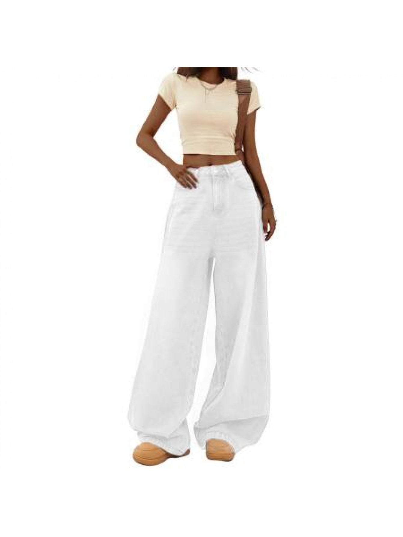 High-Waisted Wide-Leg Flared Floral Denim Jeans