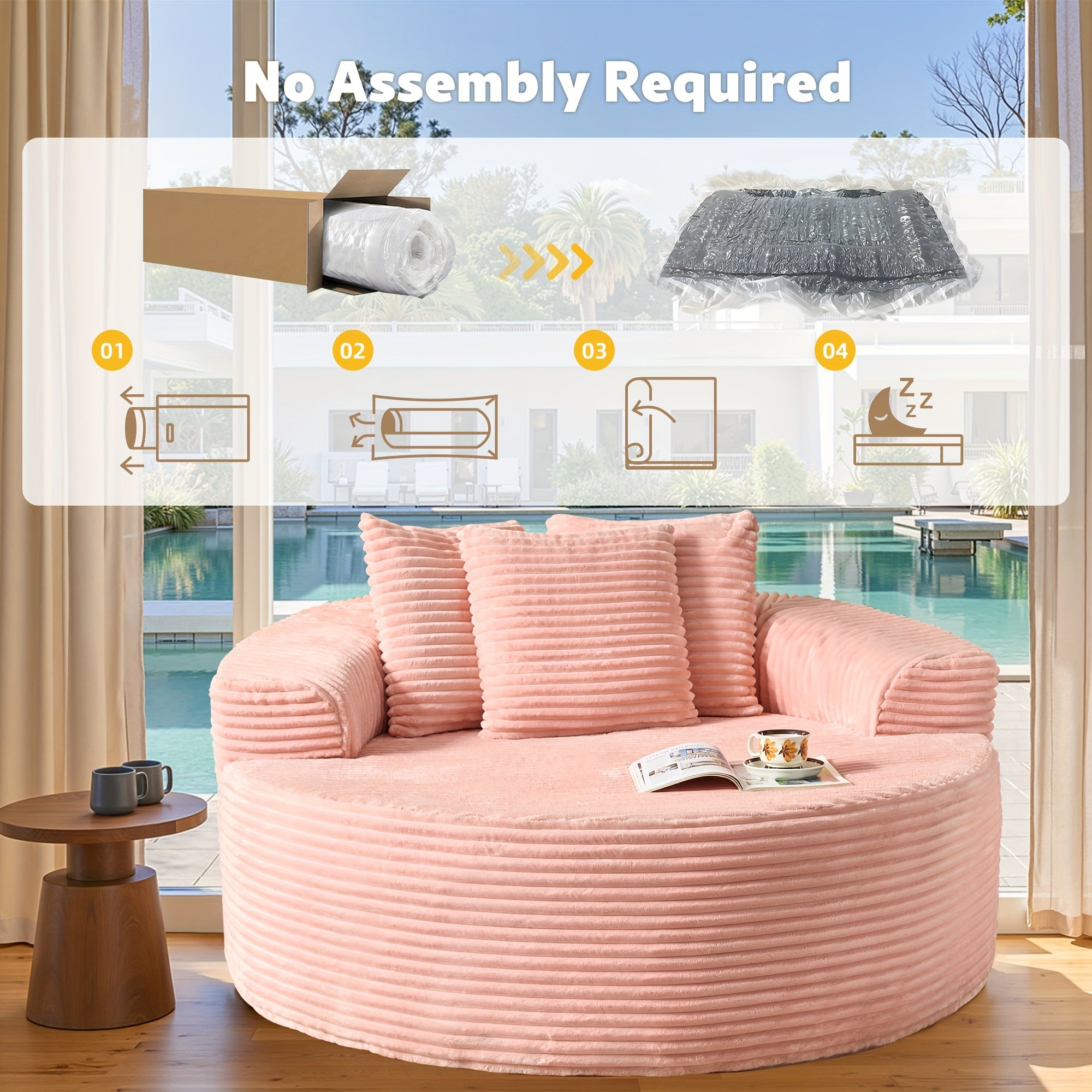 Oversized O-Shape Luxurious Modular Boneless Couch