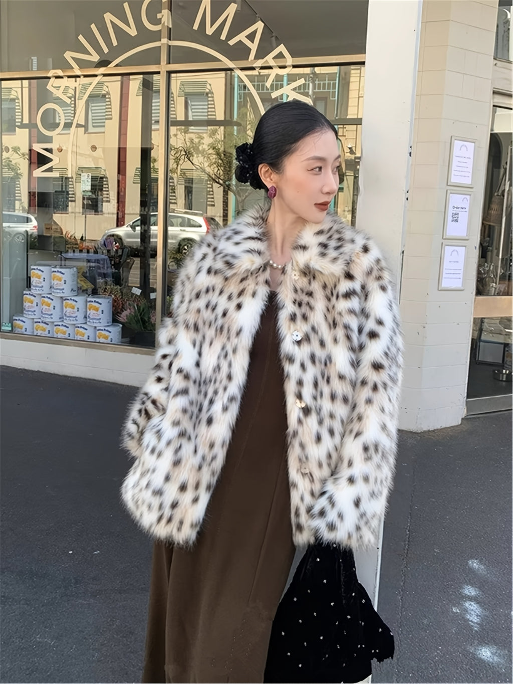 Leopard Print Long Sleeve Coat