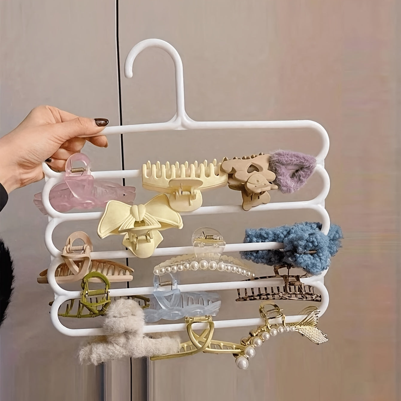 Versatile Wall-Mounted Organizer for Hair Clips, Jewelry & Accessories