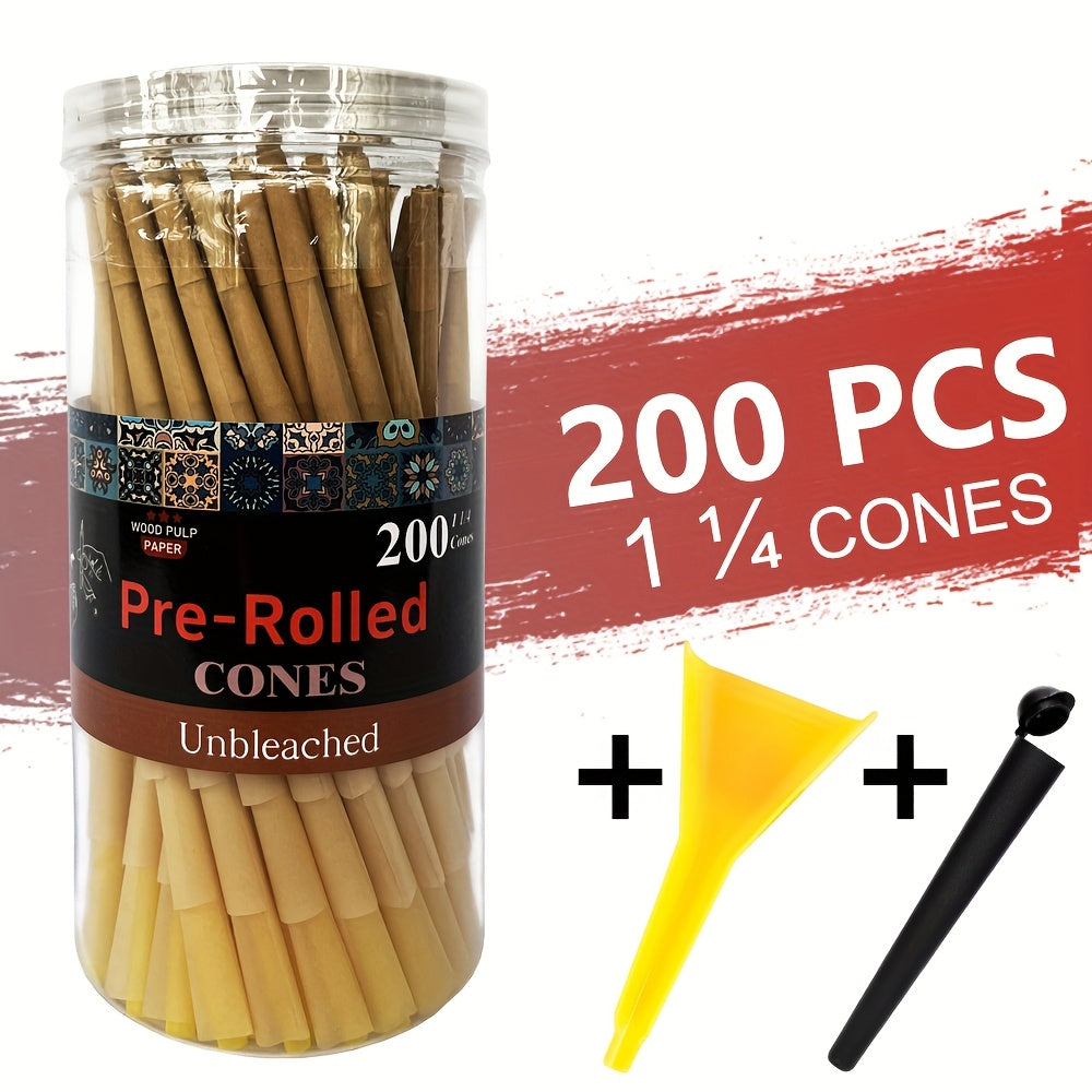 200pcs Unbleached 1 1/ 4 Size Pre-Rolled Papers Cone
