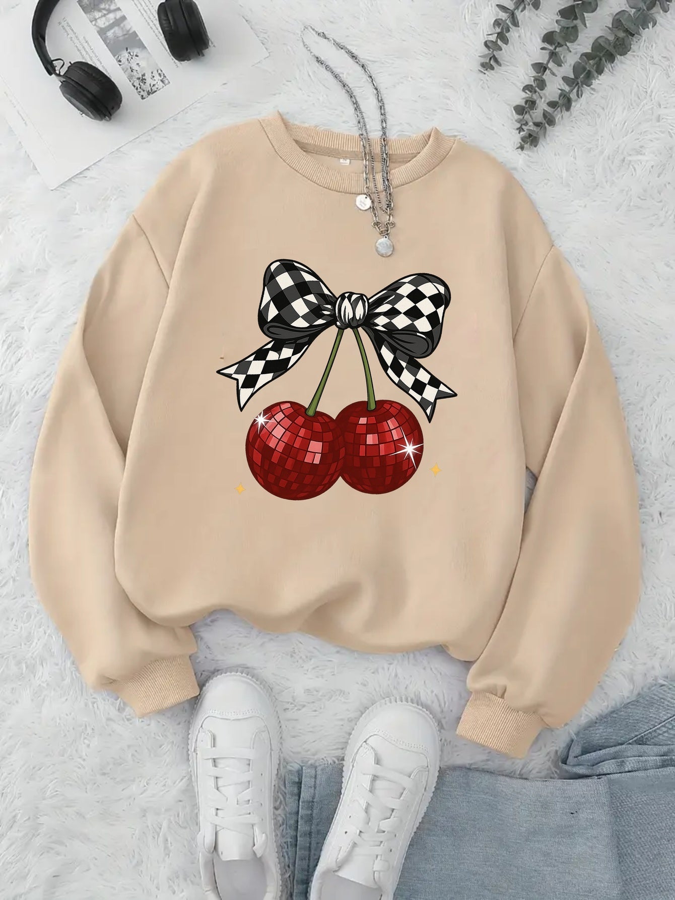 Crew Neck Sweatshirt Disco Cherry
