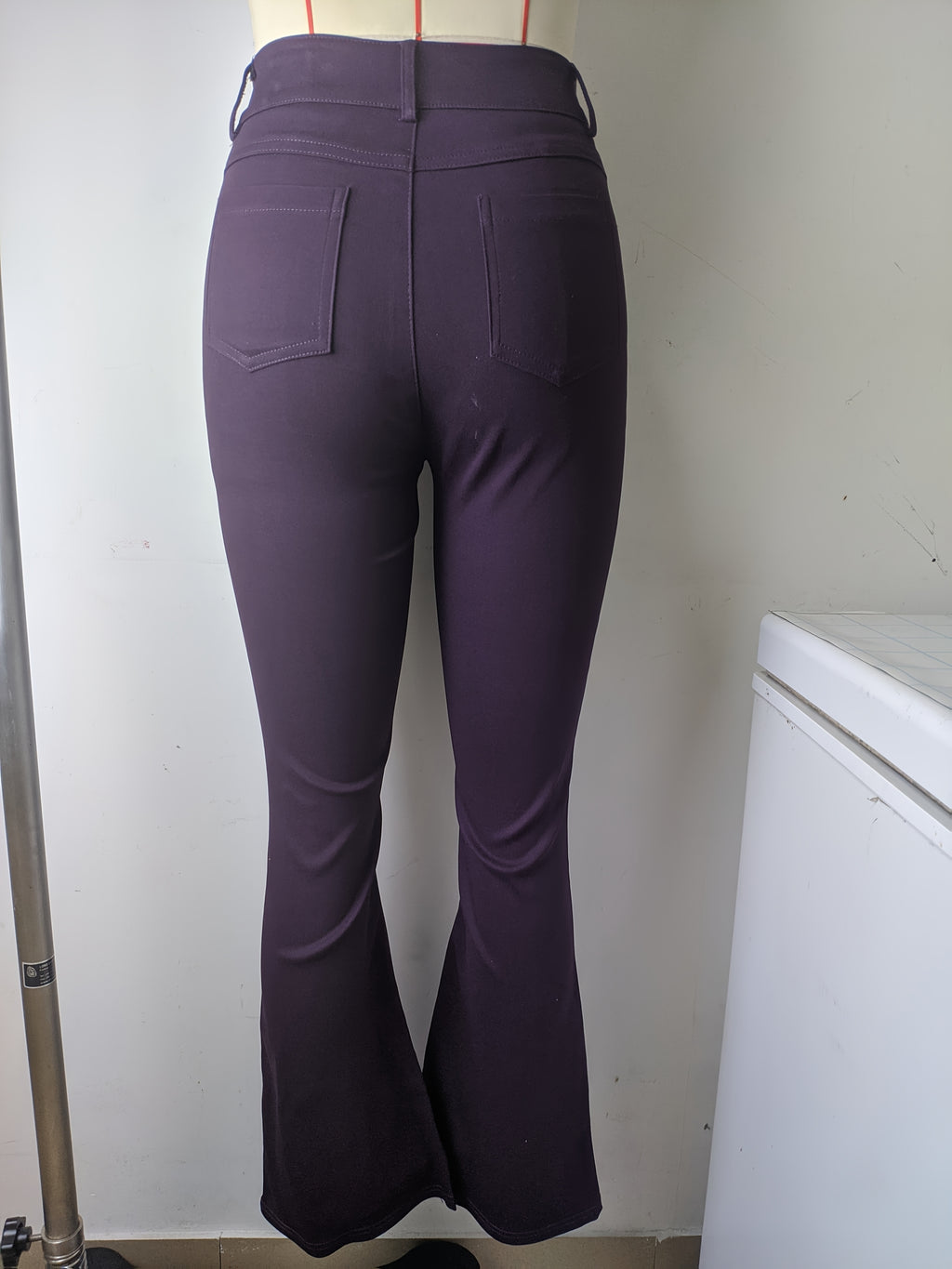 Women's Elegant High-Waist Black Denim Flare Jeans - Stretchy, Bell Bottom with Slash Pockets and Button Closure, Versatile All-Season Wear