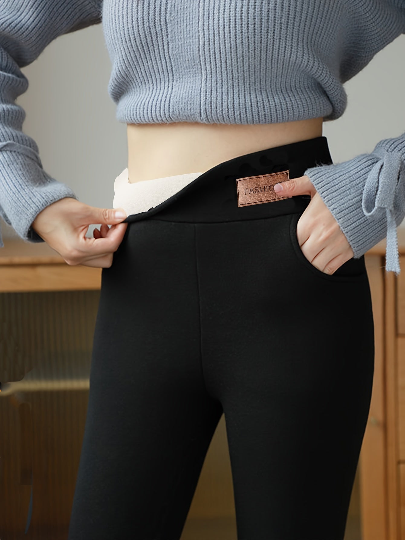 2 Pcs Autumn And Winter Plush Warm High Waist Slimming Women's Casual Sports Long Pants, Comfortable And Soft