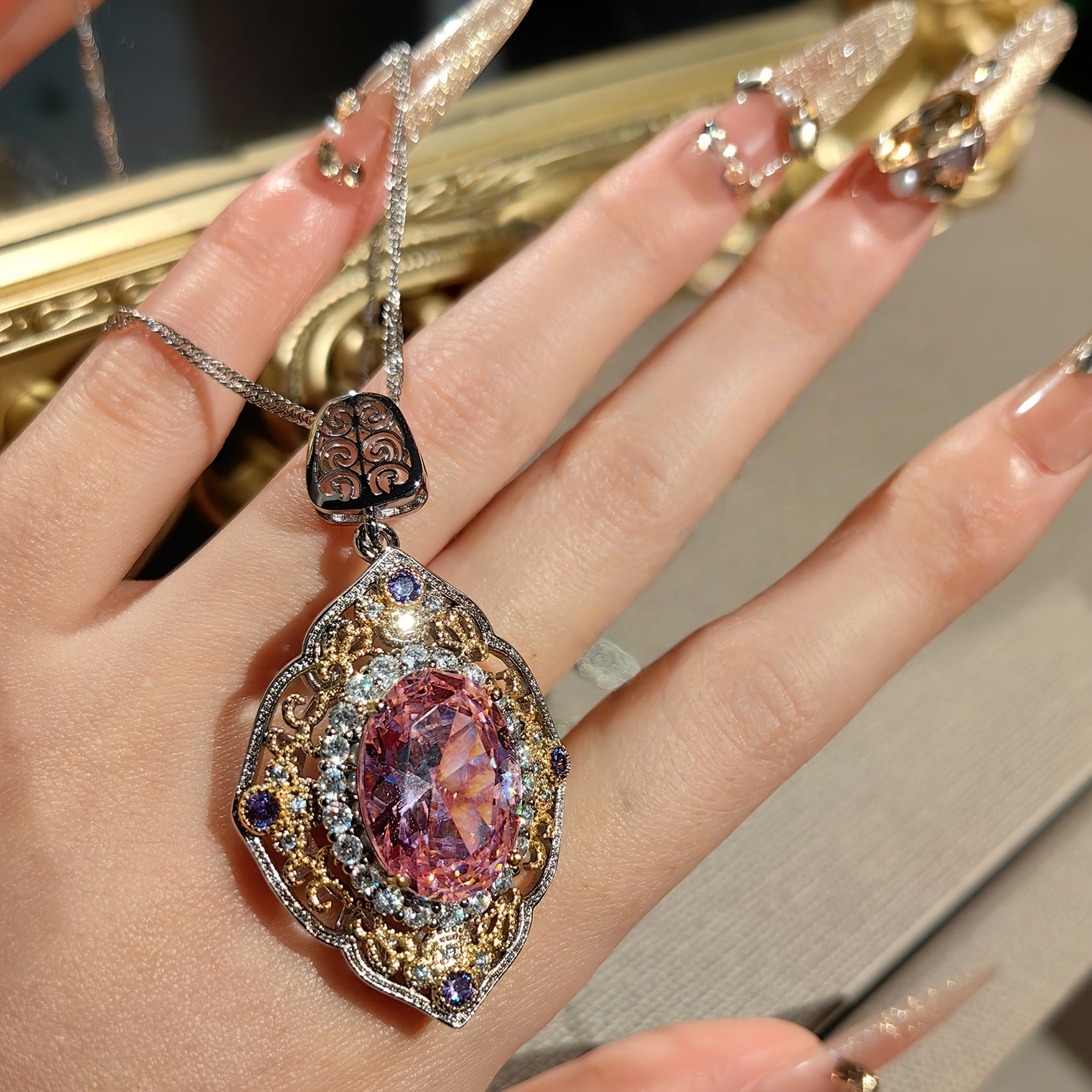 Pinkish-Purple Synthetic Zirconia Pendant