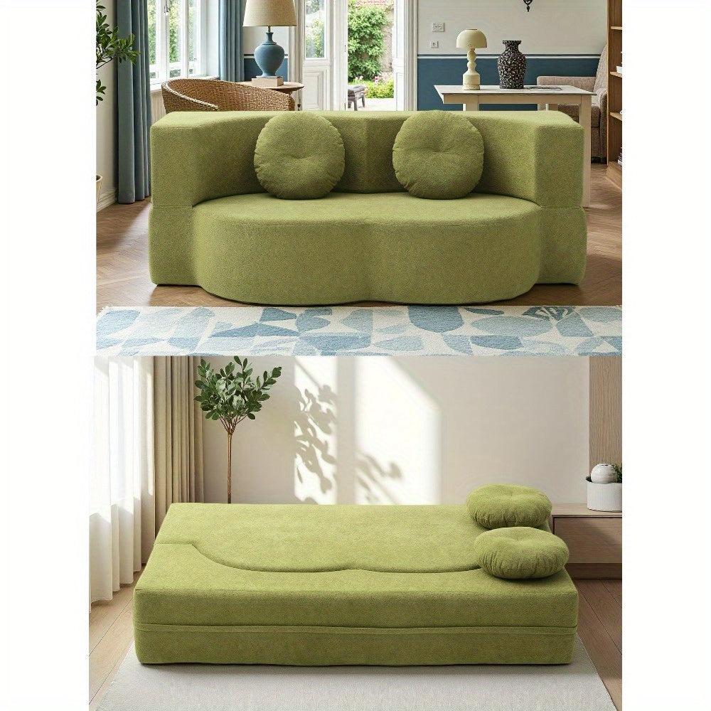 2-in-1 Convertible Folding Sofa Bed with Mattress