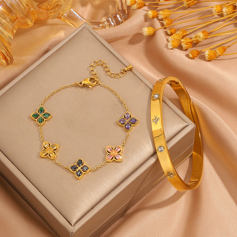 {2pcs} Stainless Steel Bracelet Set