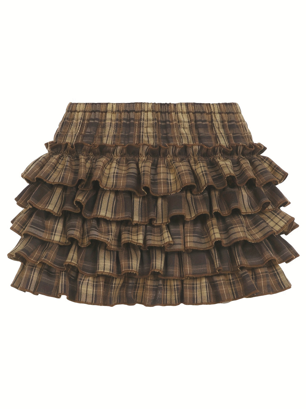 Brown Plaid Mini Skirt