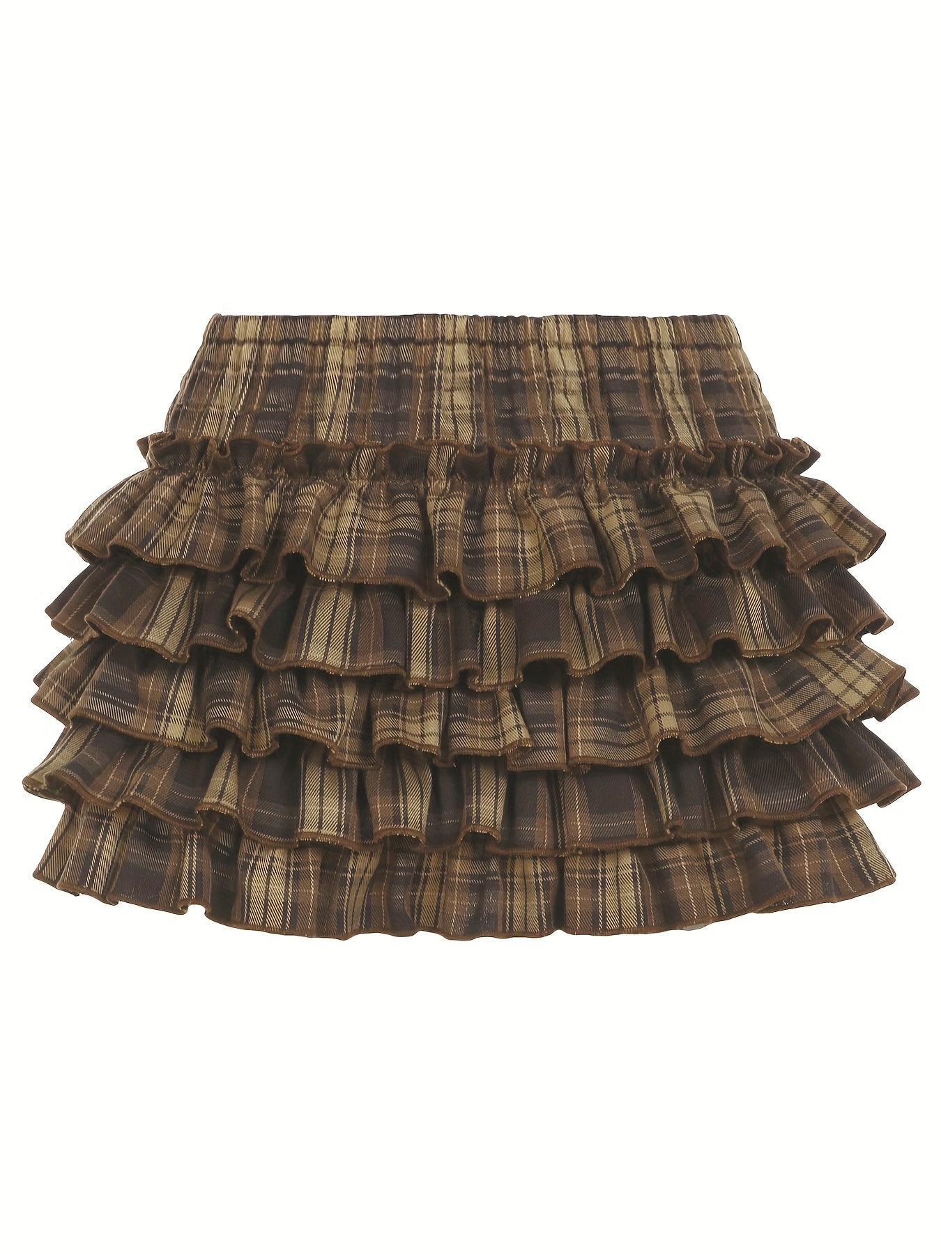 Brown Plaid Mini Skirt