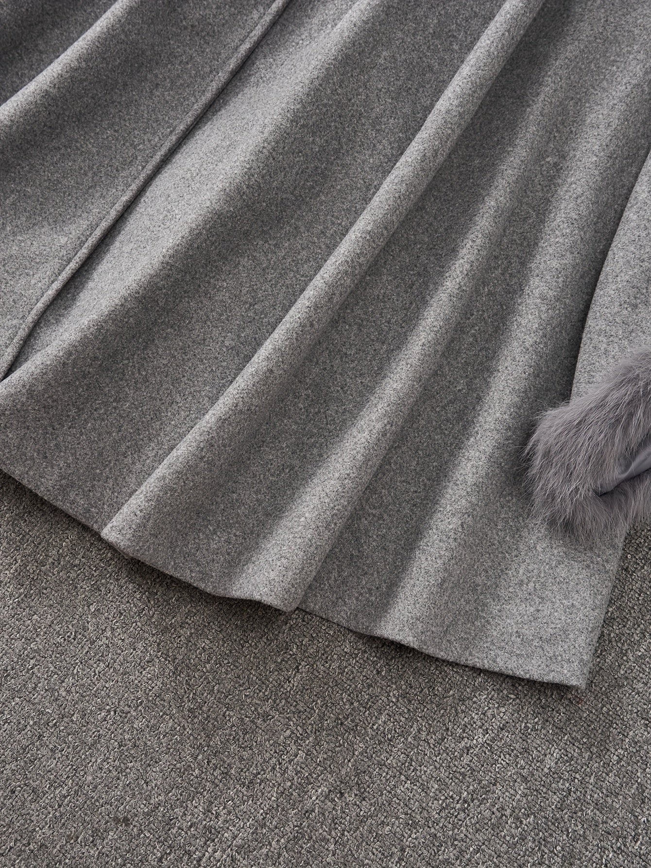 Winter Coat & Dress Set with Faux Fur Collar & Waist-Cinching Belt