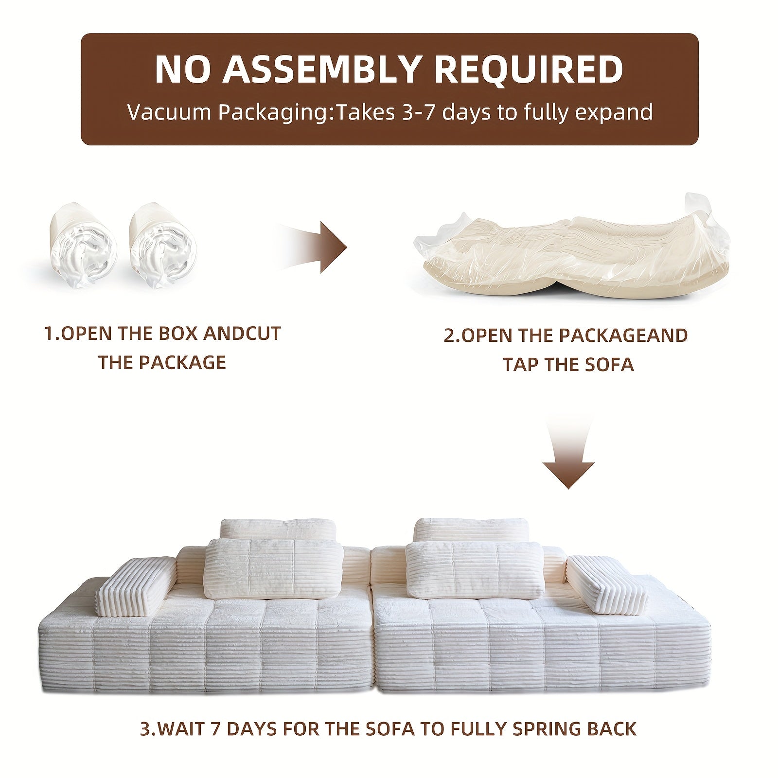 110.24-inch Modular Combination Sofa, U-shaped Living Room Sofa, Striped Fabric Four-seater Soft Cushion Sofa for Living Room And Bedroom (corduroy), No Need to Disassemble (black, Gray)