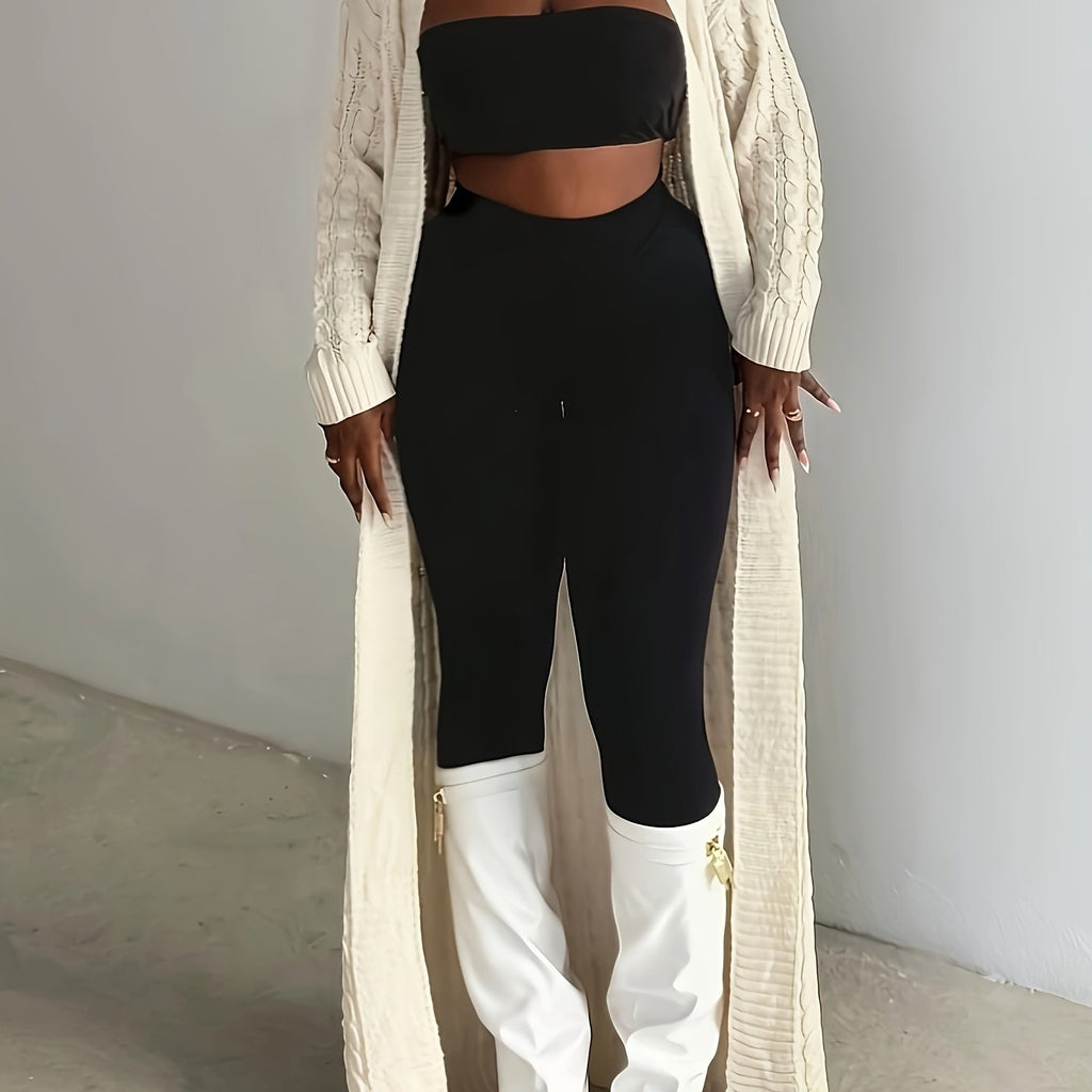 Long Solid Color Cardigan