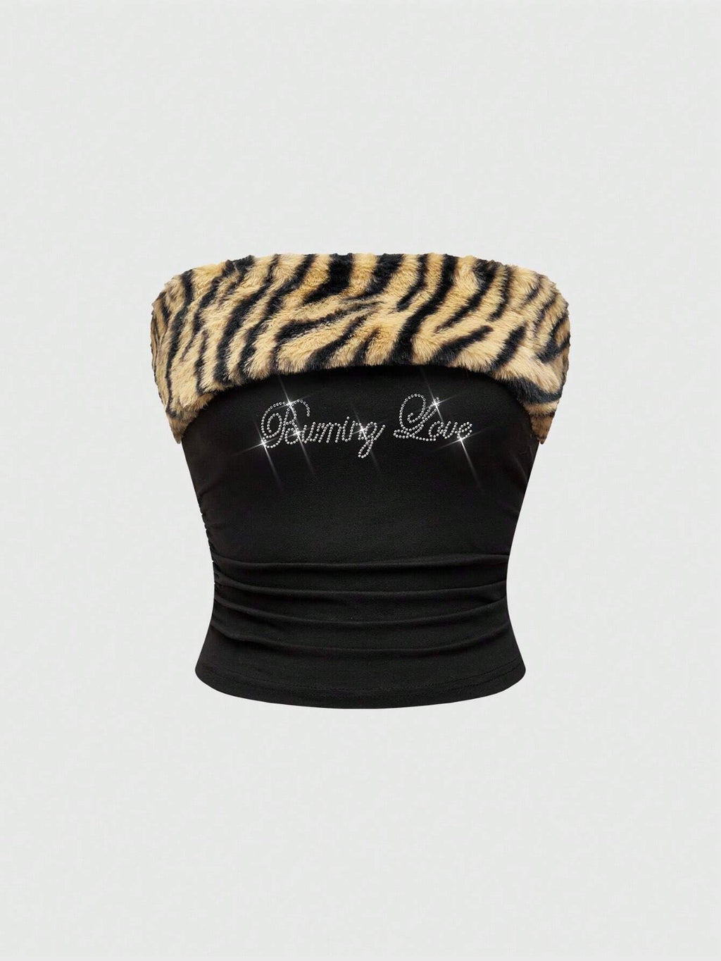"Burning Love" Tiger Fur & Rhinestone Tube Top