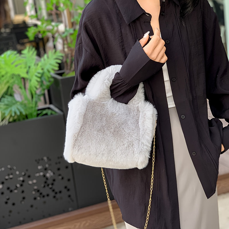 Plush Faux Fox Fur Classic Stylish Versatile Casual Shoulder Bag