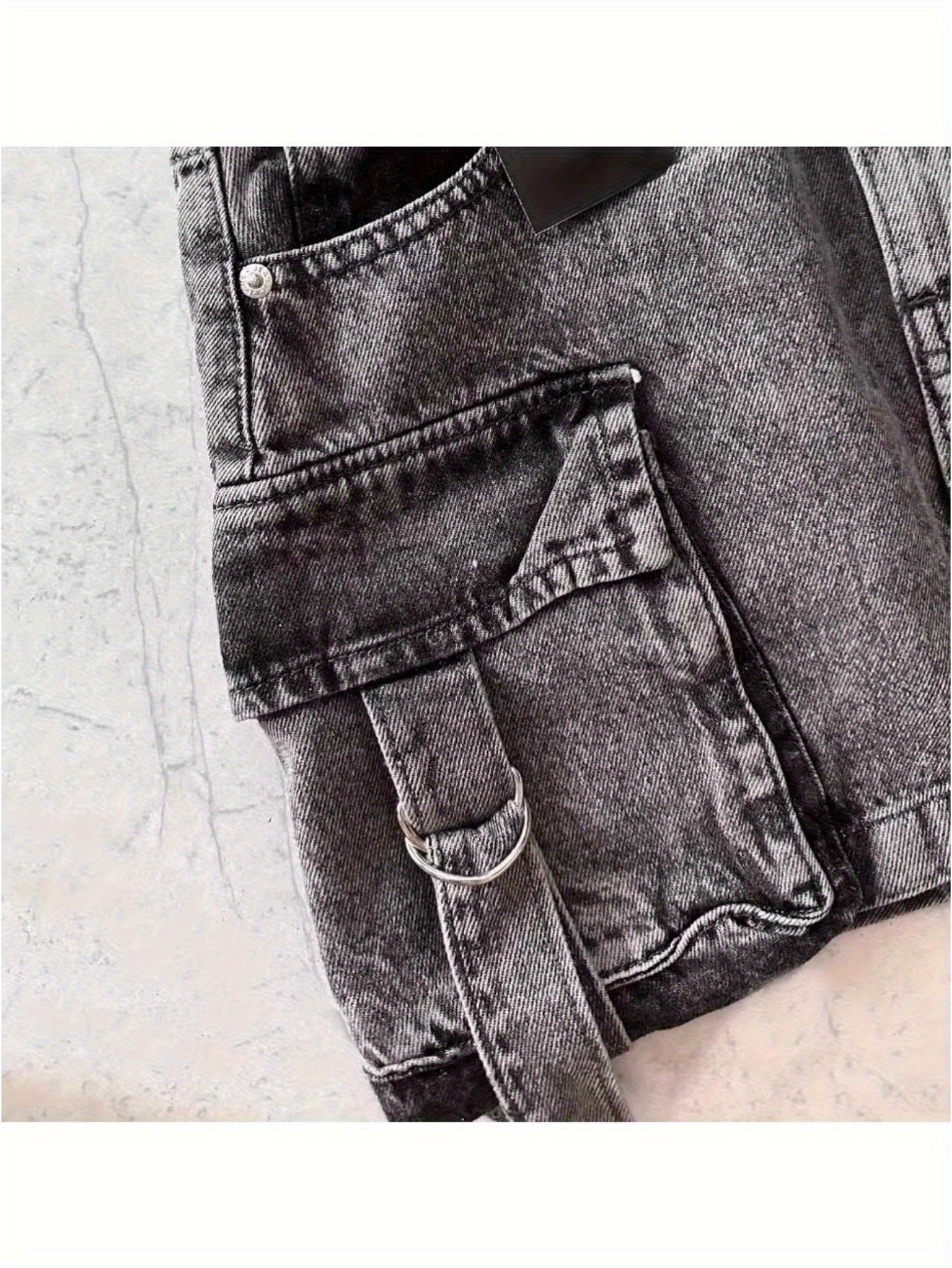 High-Waisted Black Denim Mini Skirt