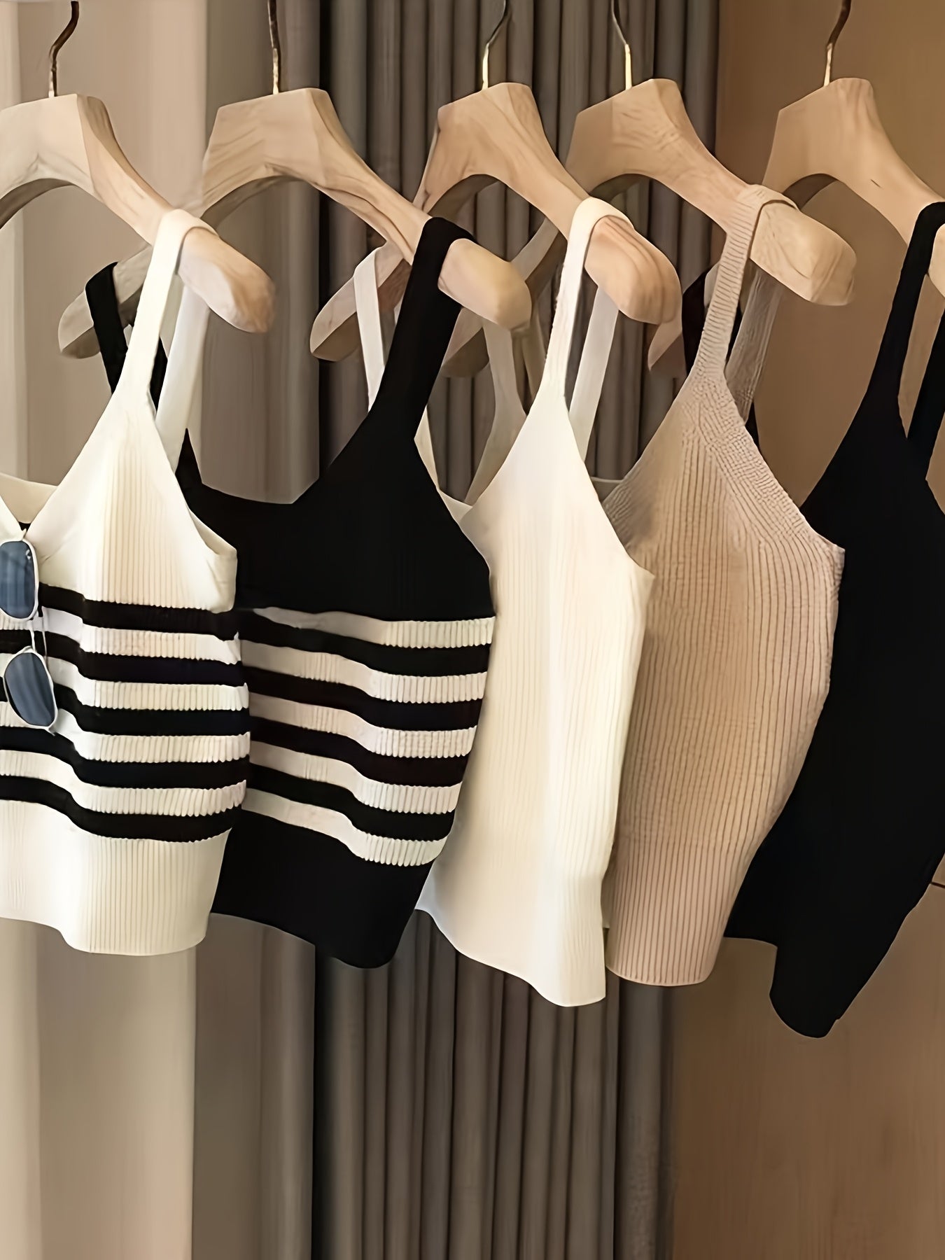 5pcs Sleeveless Striped Tank Tops