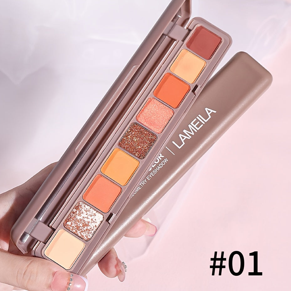 9-Color Glitter Eyeshadow Palette with Shimmer & Metallic Finishes