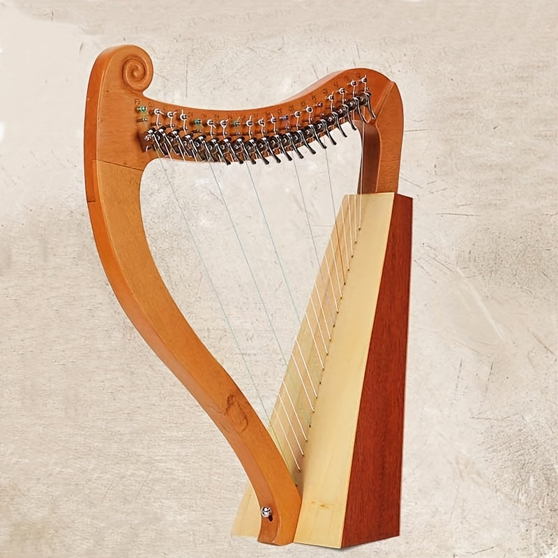 19 String Mahogany Solid Wooden Lyre Harp