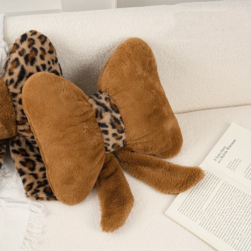 Chic Leopard Print Bow-Shaped Pillow